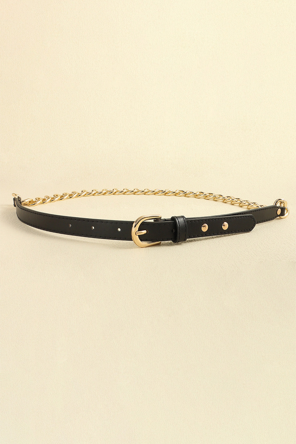 PU Leather Chain Belt - Black / One Size