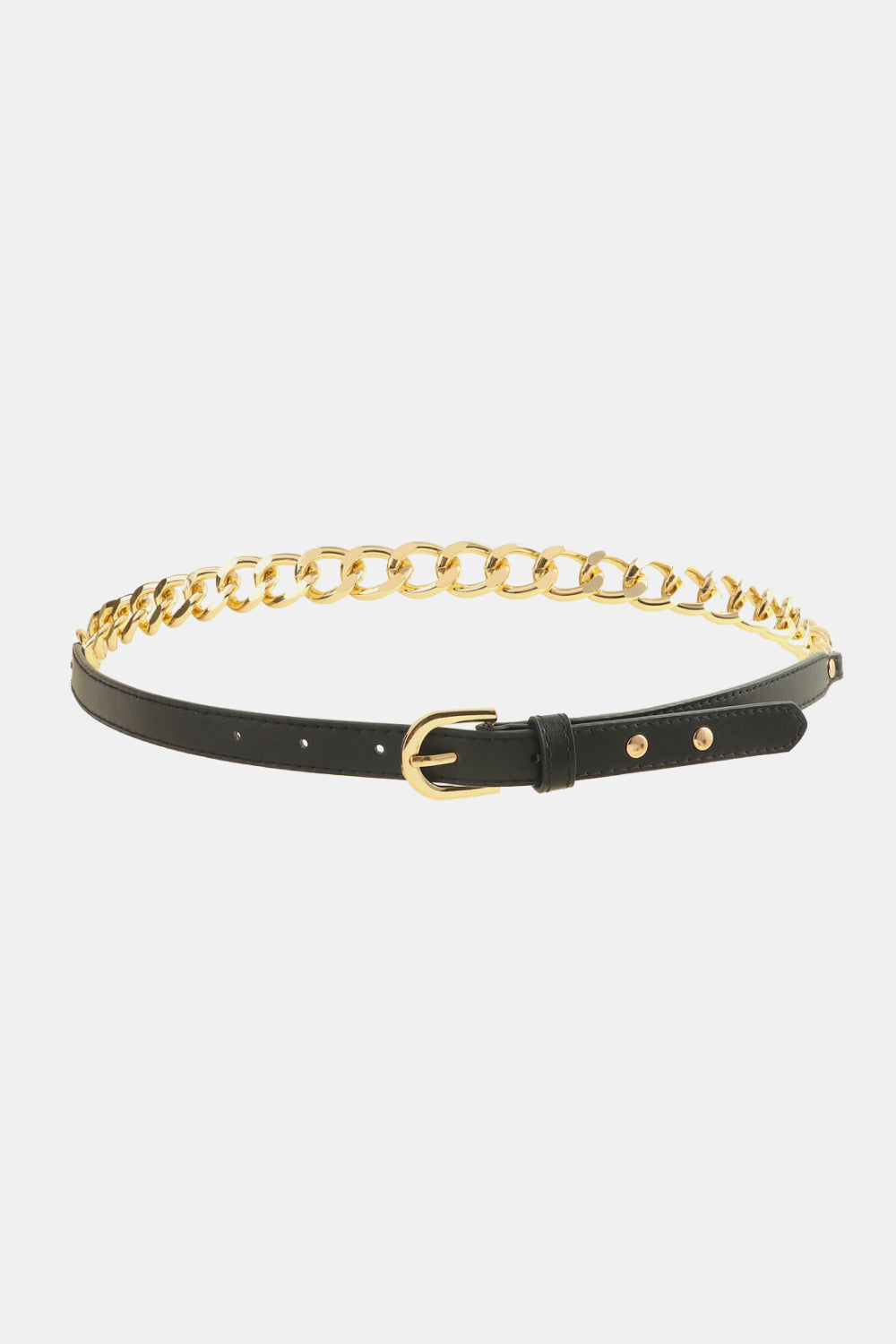 PU Leather Chain Belt - Black / One Size