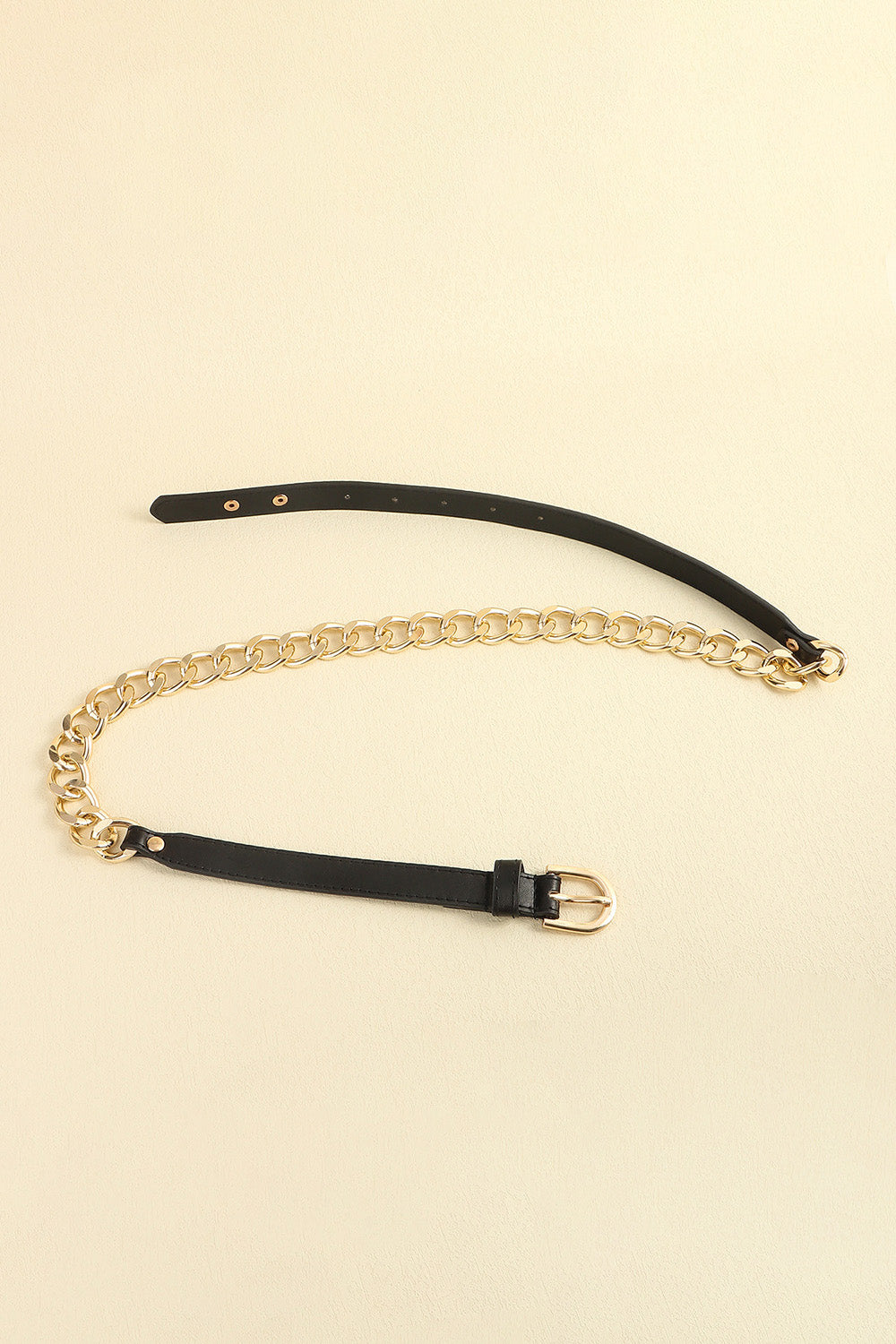 PU Leather Chain Belt - Black / One Size