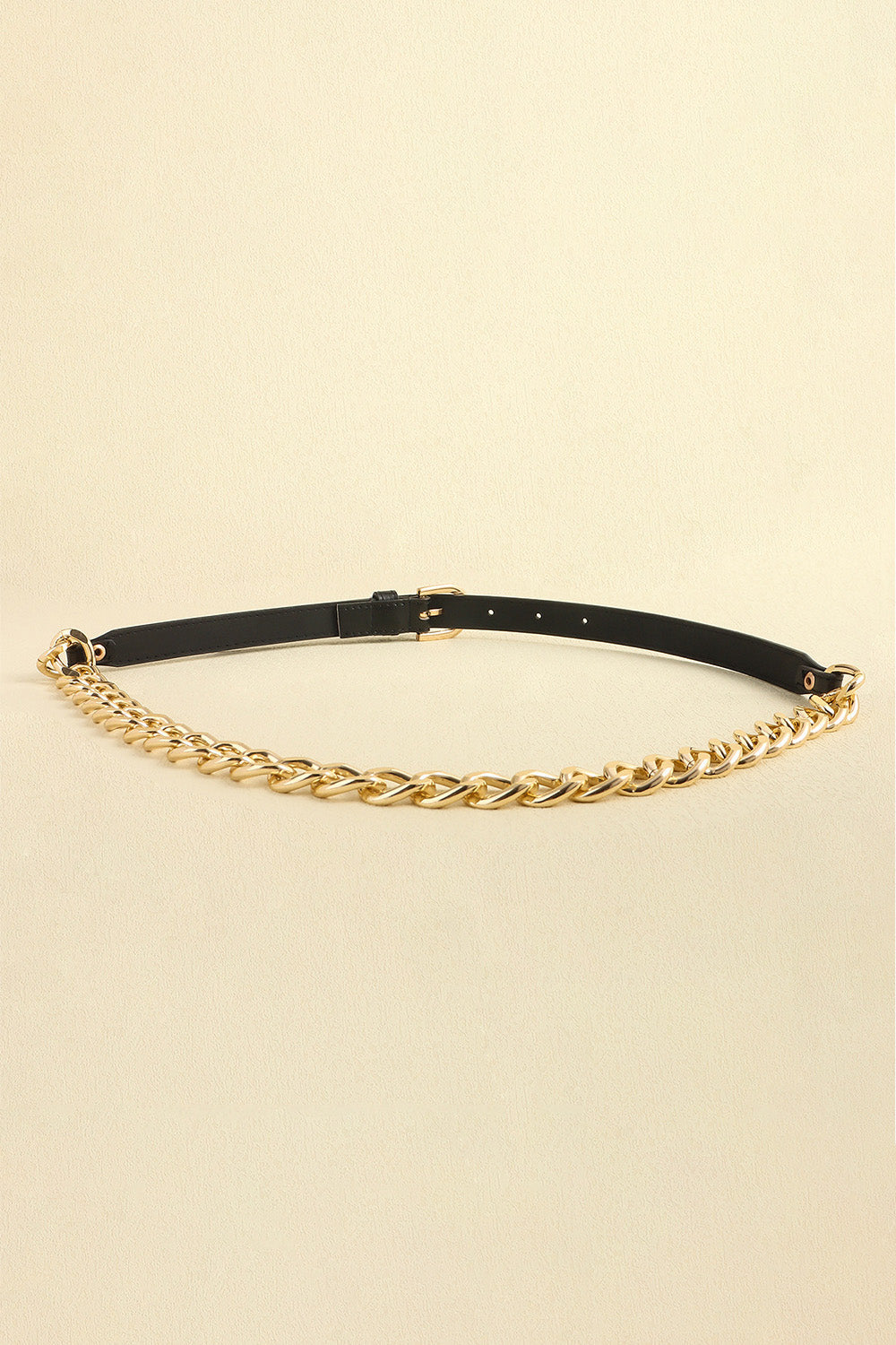 PU Leather Chain Belt - Black / One Size