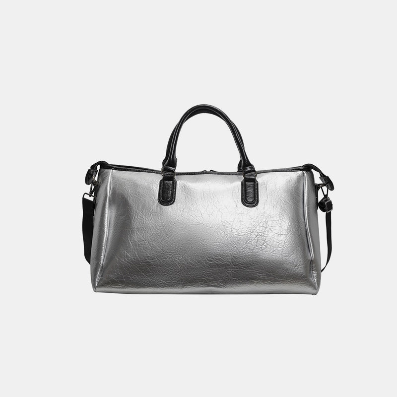 PU Leather Oversize Travel Bag - Silver / One Size