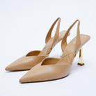 PU Leather Point Toe Stiletto Heel Pumps - Khaki / 36(US5)