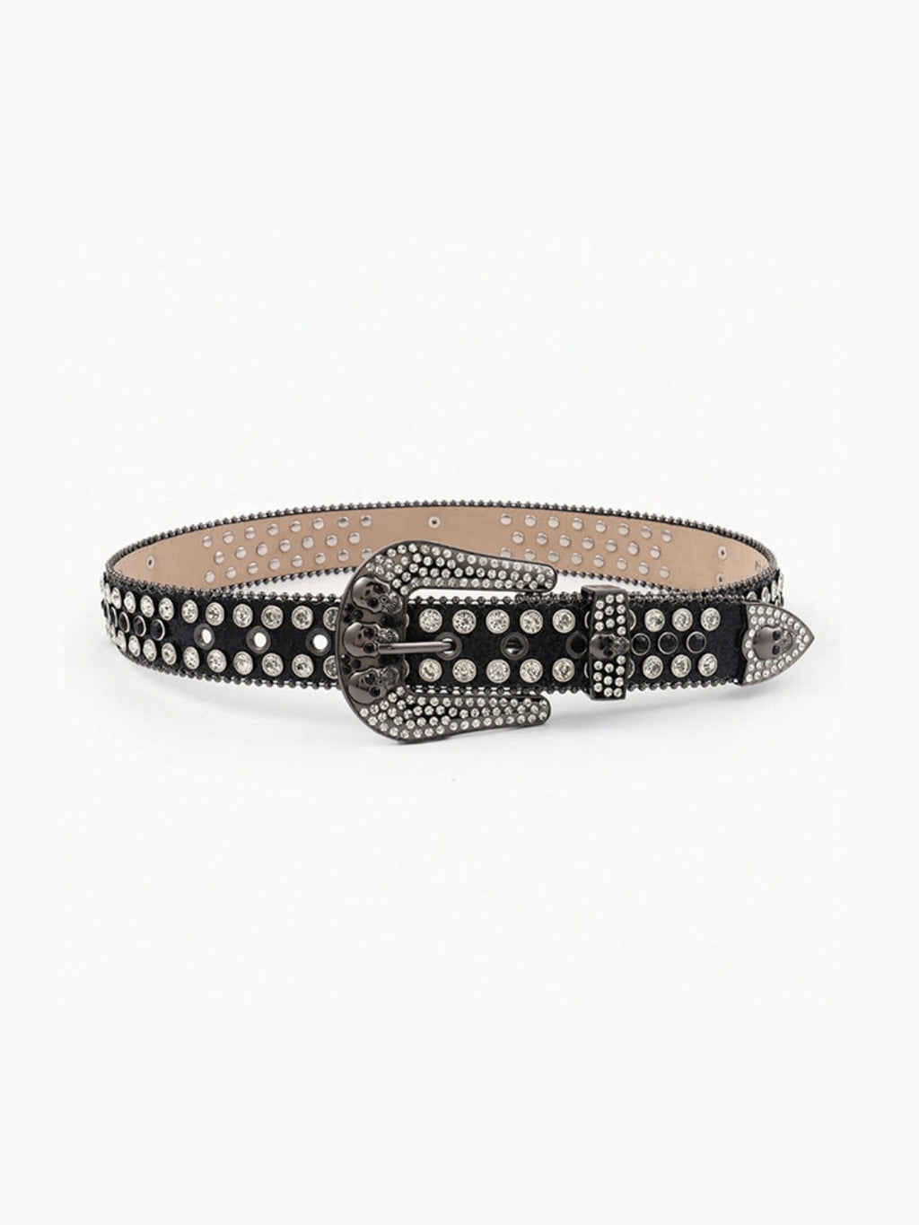 PU Leather Skull Belt - Black / S