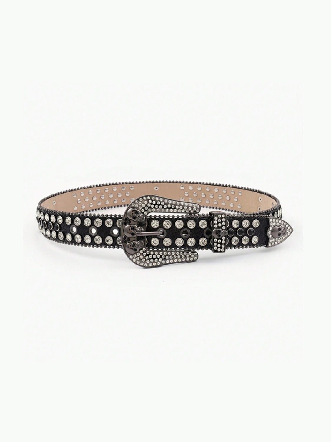 PU Leather Skull Belt - Black / S