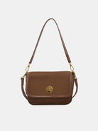 PU Leather Suede Twist-Lock Shoulder Bag - Caramel / One Size