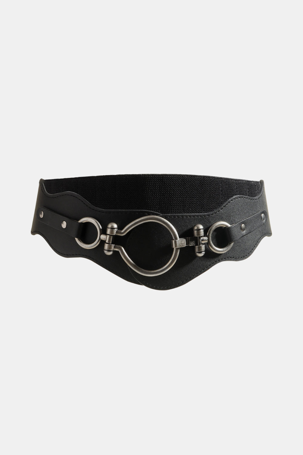 PU Leather Zinc Alloy Buckle Belt - Black / One Size
