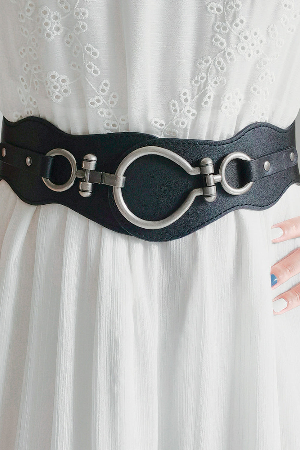 PU Leather Zinc Alloy Buckle Belt - Black / One Size
