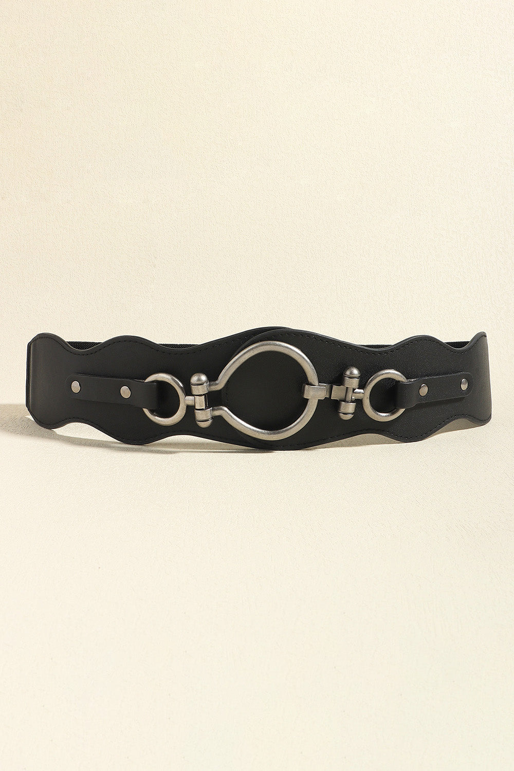 PU Leather Zinc Alloy Buckle Belt - Black / One Size