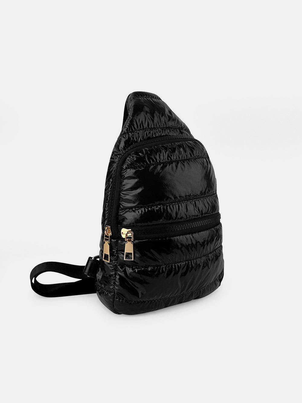 Quilted Adjustable Strap Puffy Sling Bag - Black / One Size