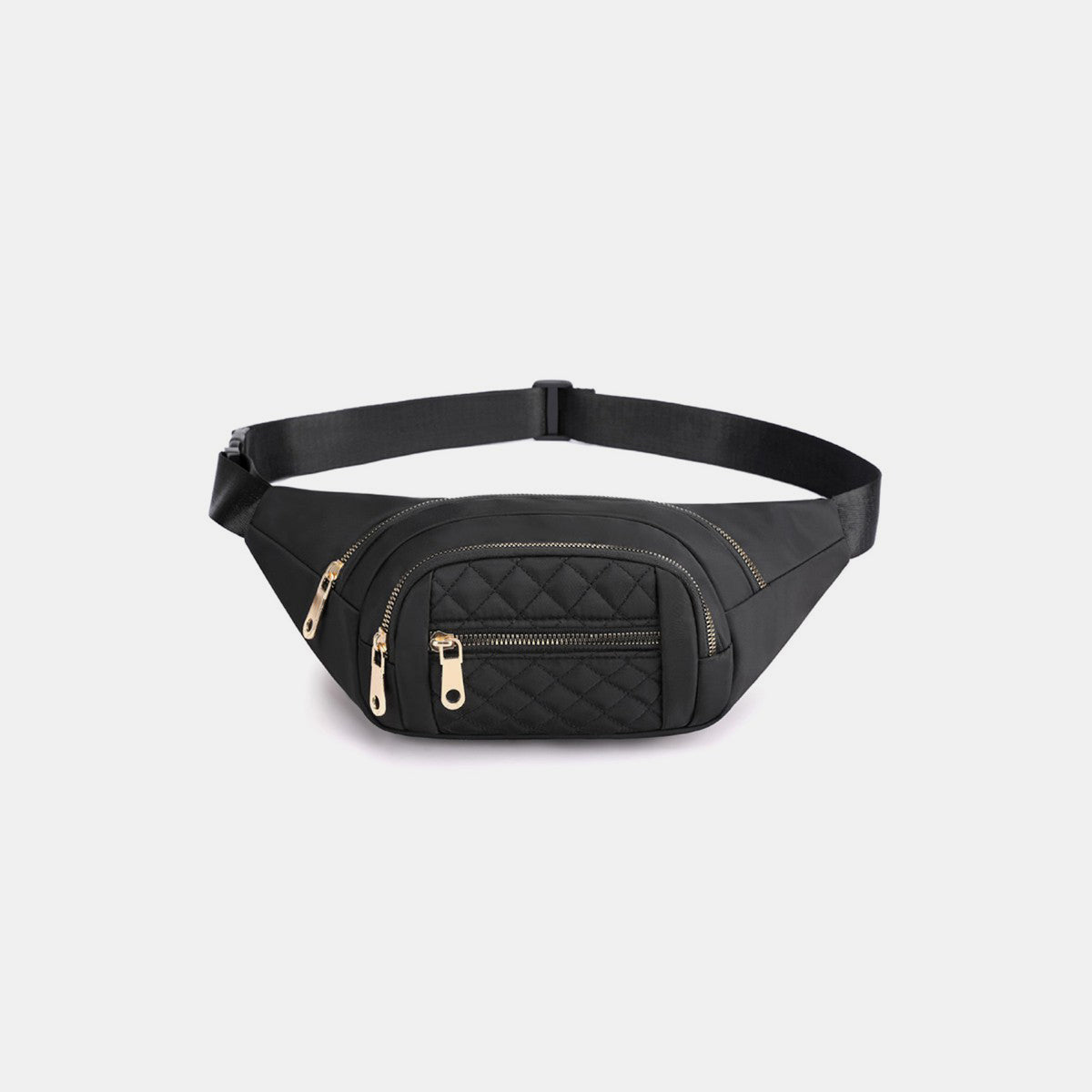 Quilted Multi Pocket Waist Belt Bag - Black / One Size