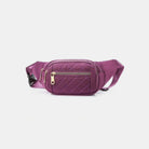 Quilted Multi Pocket Waist Belt Bag - Purple / One Size