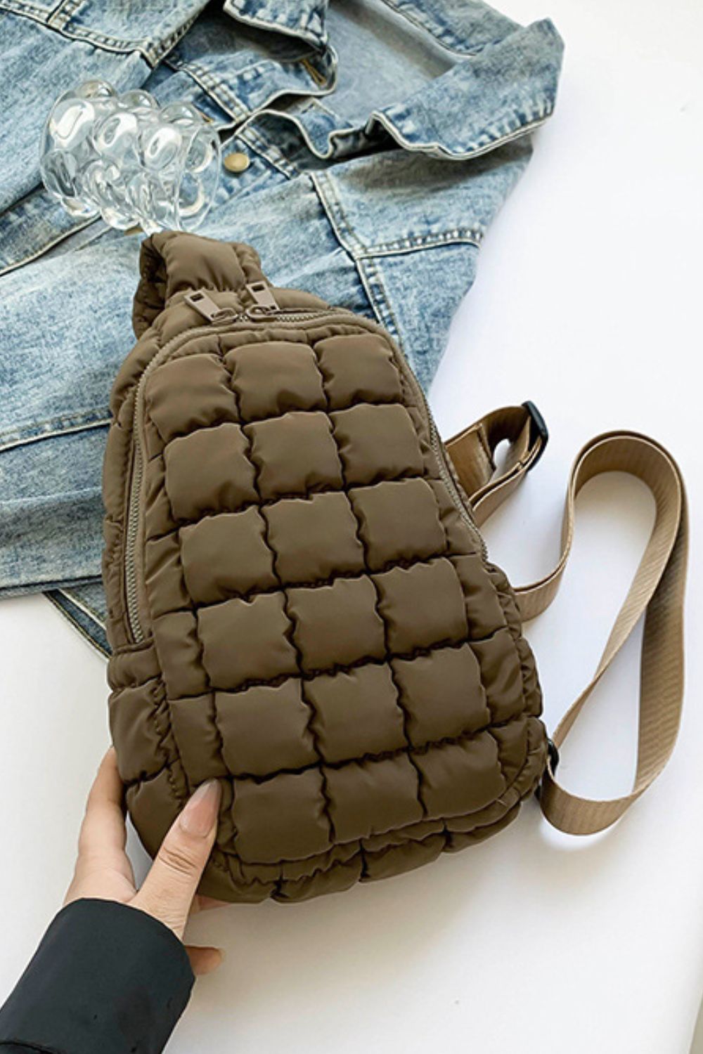 Quilted Nylon Crossbody Bag