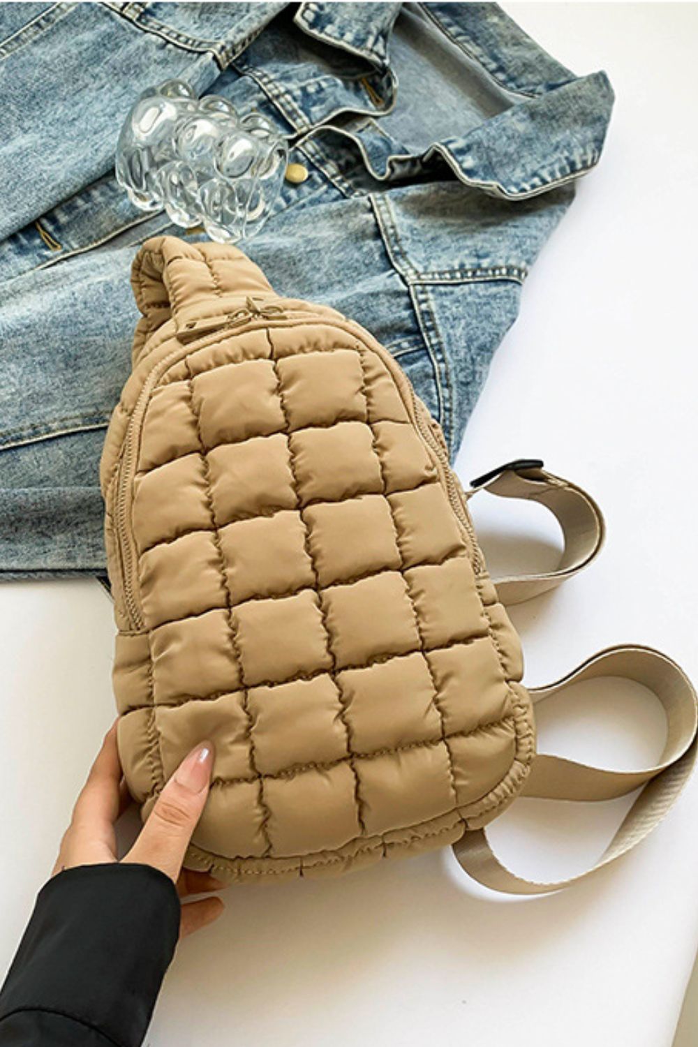 Quilted Nylon Crossbody Bag