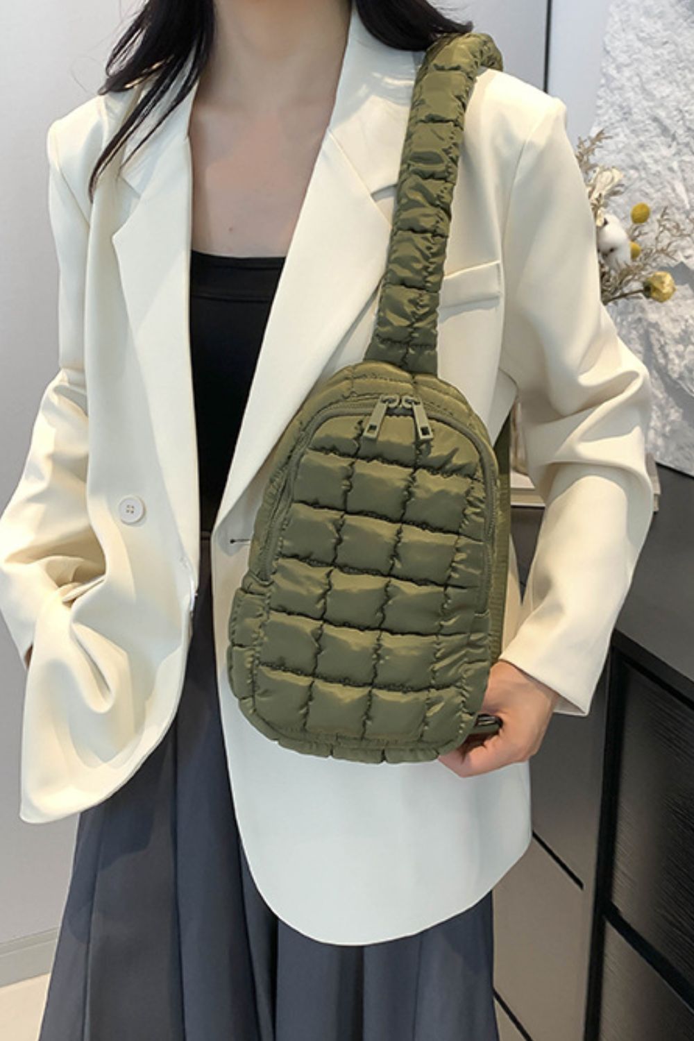 Quilted Nylon Crossbody Bag