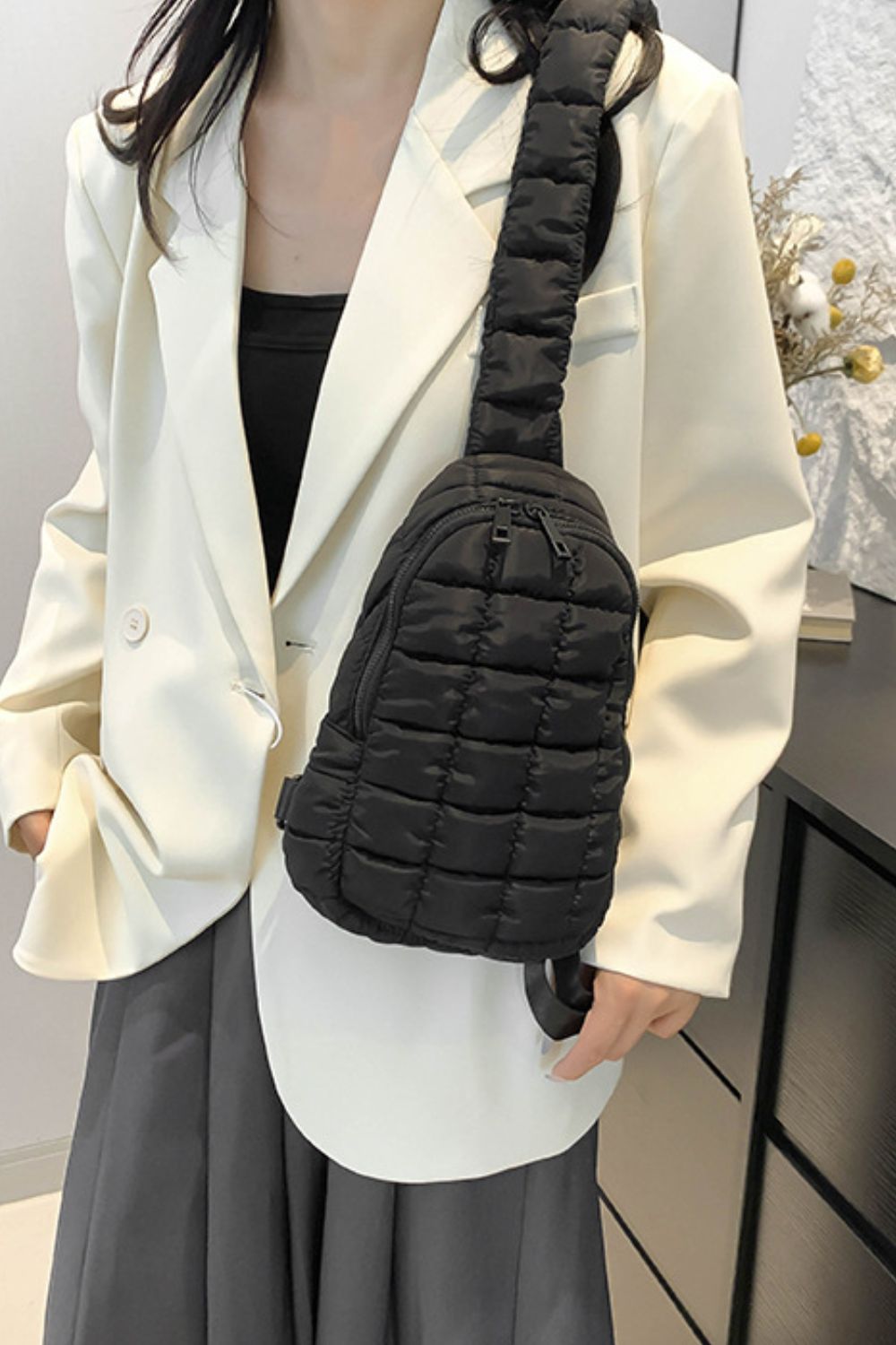 Quilted Nylon Crossbody Bag