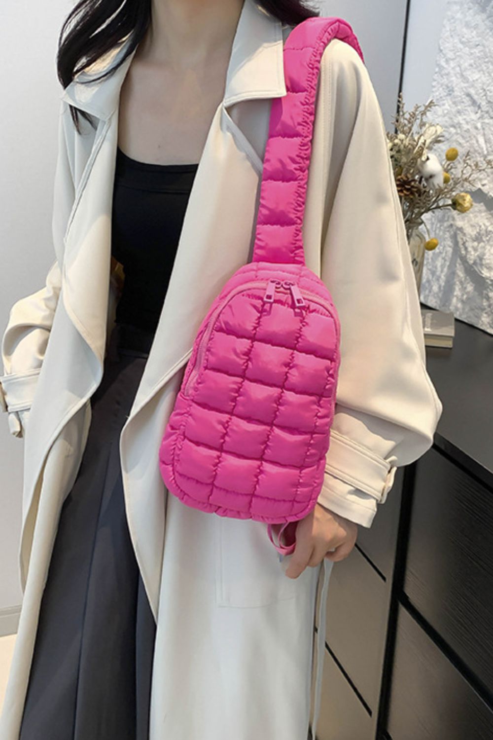 Quilted Nylon Crossbody Bag