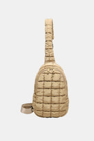 Quilted Nylon Crossbody Bag - Camel / One Size