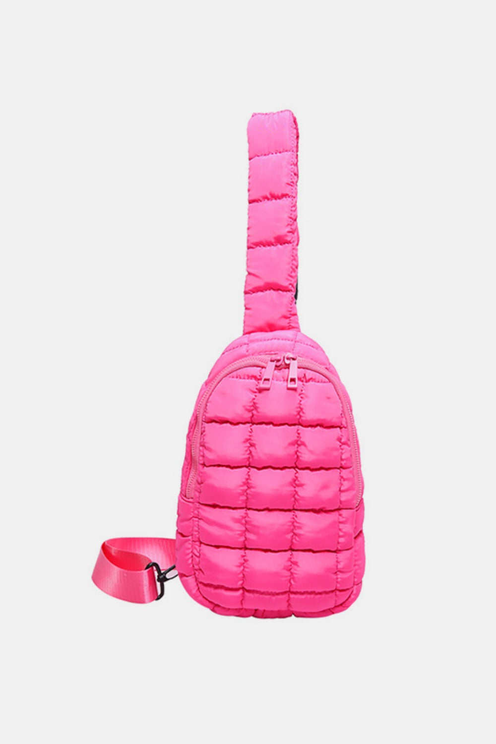 Quilted Nylon Crossbody Bag - Hot Pink / One Size