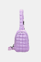 Quilted Nylon Crossbody Bag - Pink Purple / One Size