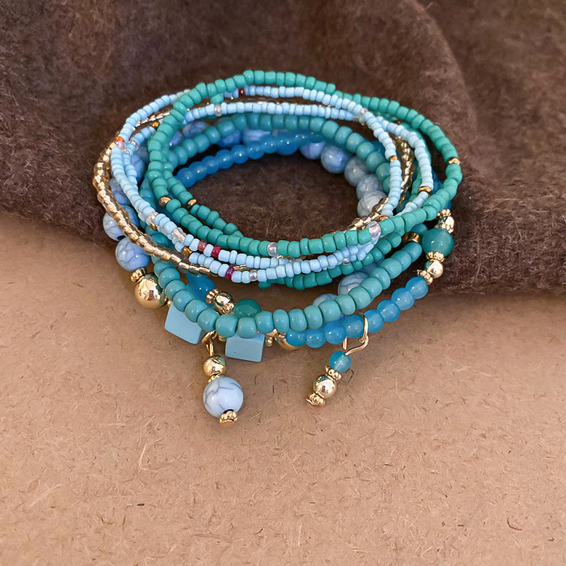 Resin Rice Bead Bracelet - Teal / One Size