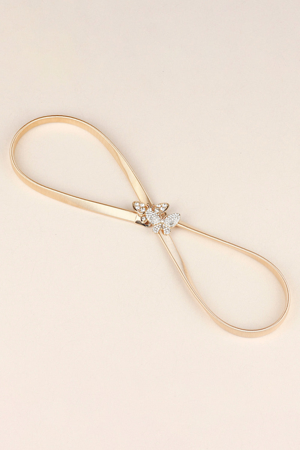 Rhinestone Butterfly Elastic Metal Belt - Gold / One Size
