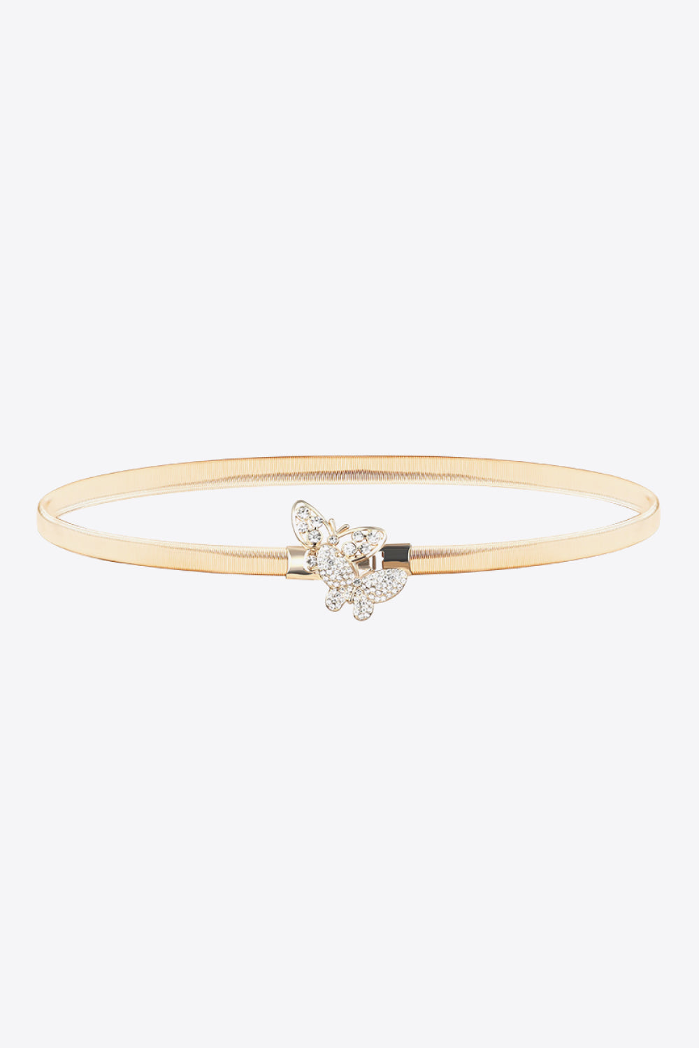 Rhinestone Butterfly Elastic Metal Belt - Gold / One Size