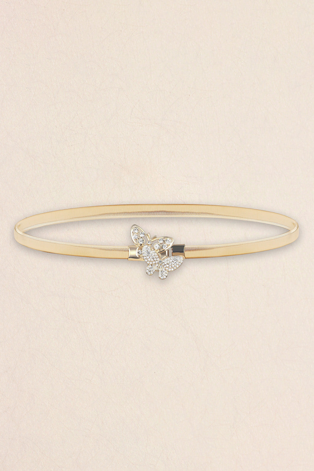 Rhinestone Butterfly Elastic Metal Belt - Gold / One Size