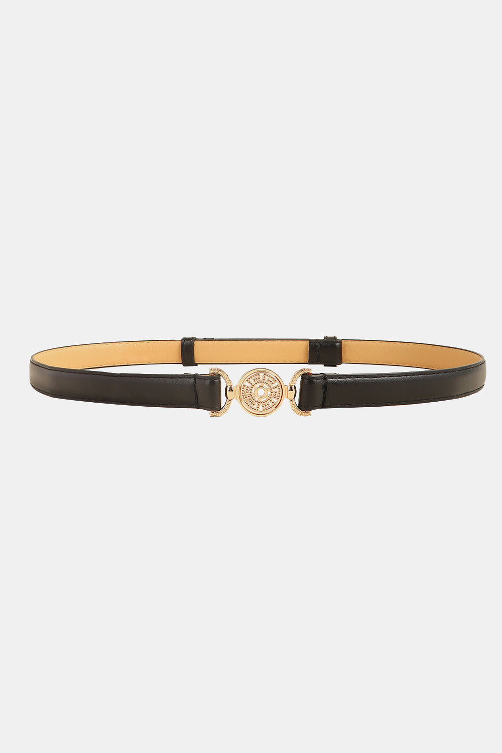 Rhinestone Decor PU Leather Belt - Black / One Size