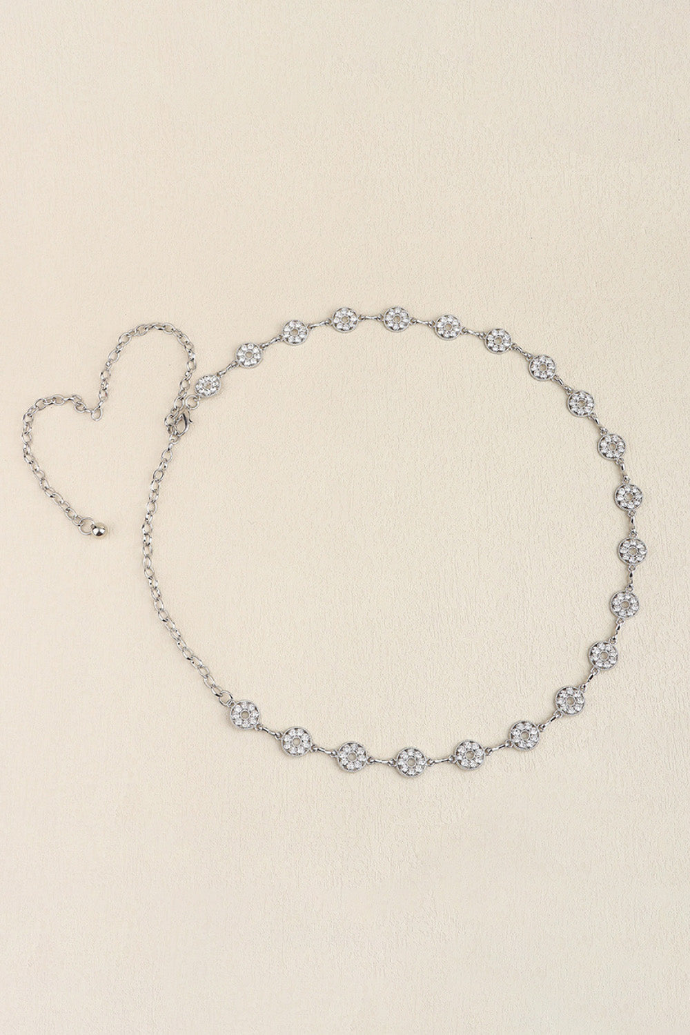 Rhinestone Decor Zinc Alloy Belt - Silver / One Size