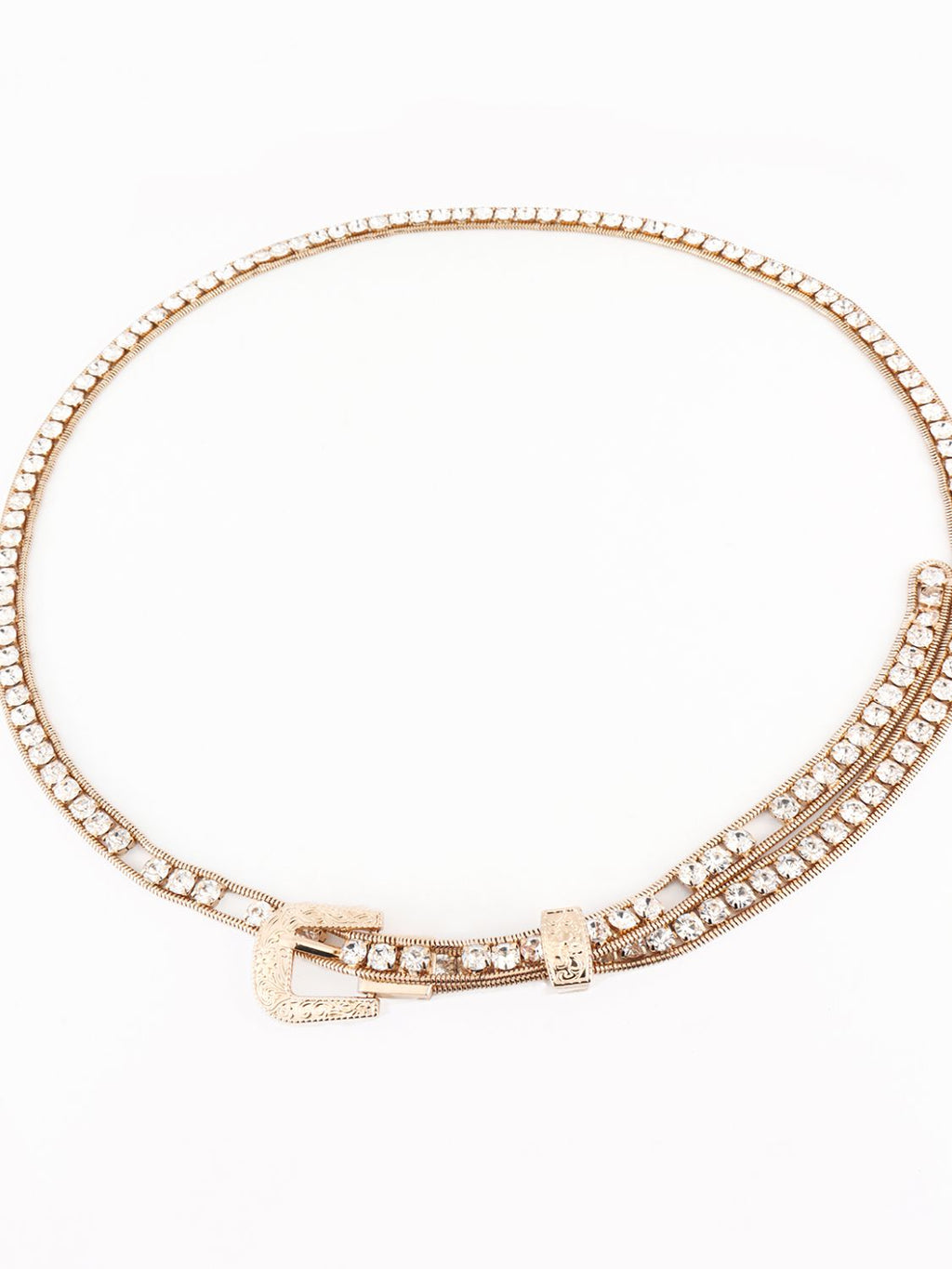 Rhinestone Metal Belt - Gold / One Size