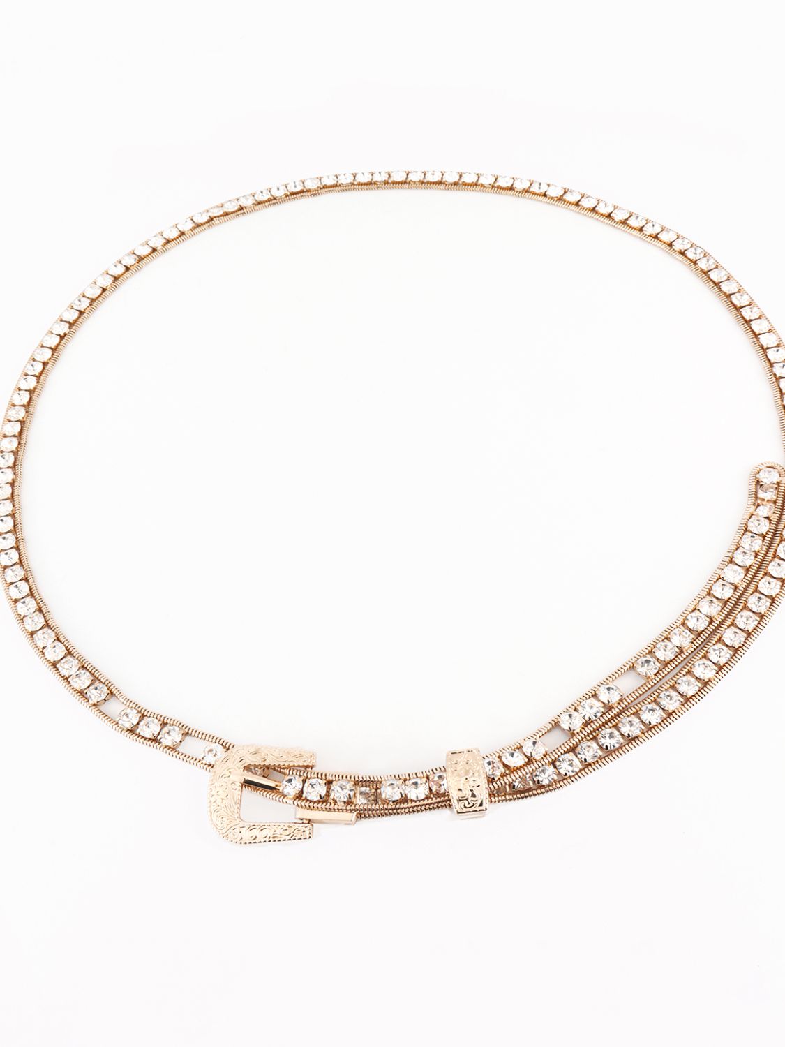 Rhinestone Metal Belt - Gold / One Size