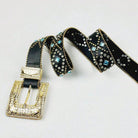 Rhinestone PU Leather Belt - Black / S