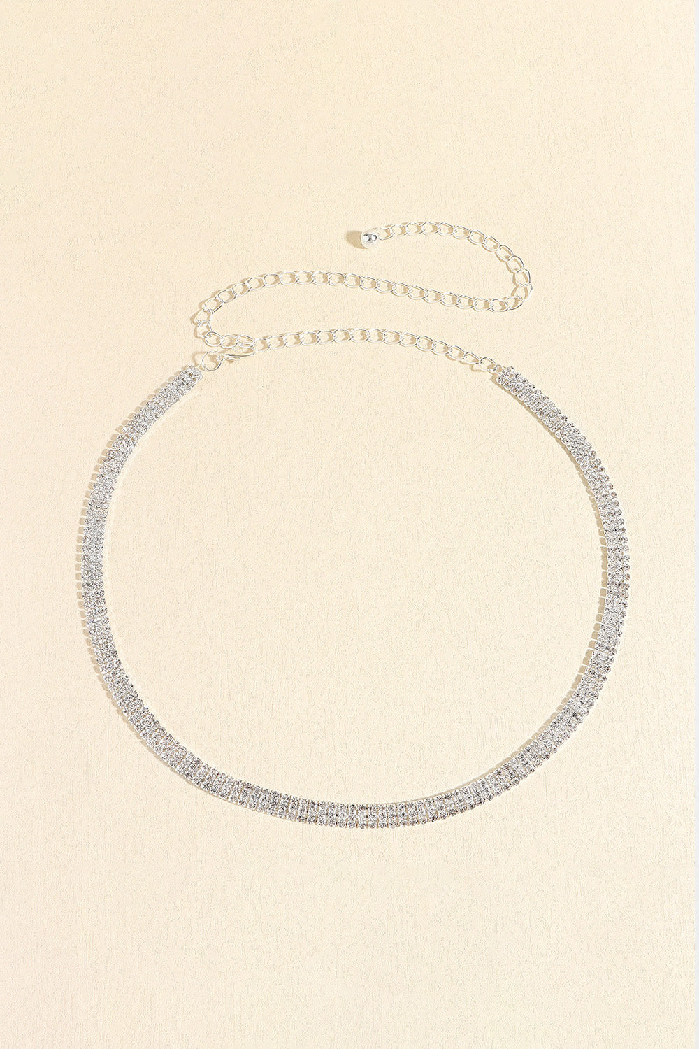 Rhinestones Alloy Belt - Silver / One Size