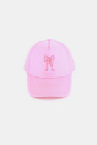 Ribbon Bow Embroidery Trucker Hat - Pink / One Size