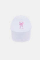 Ribbon Bow Embroidery Trucker Hat - White / One Size