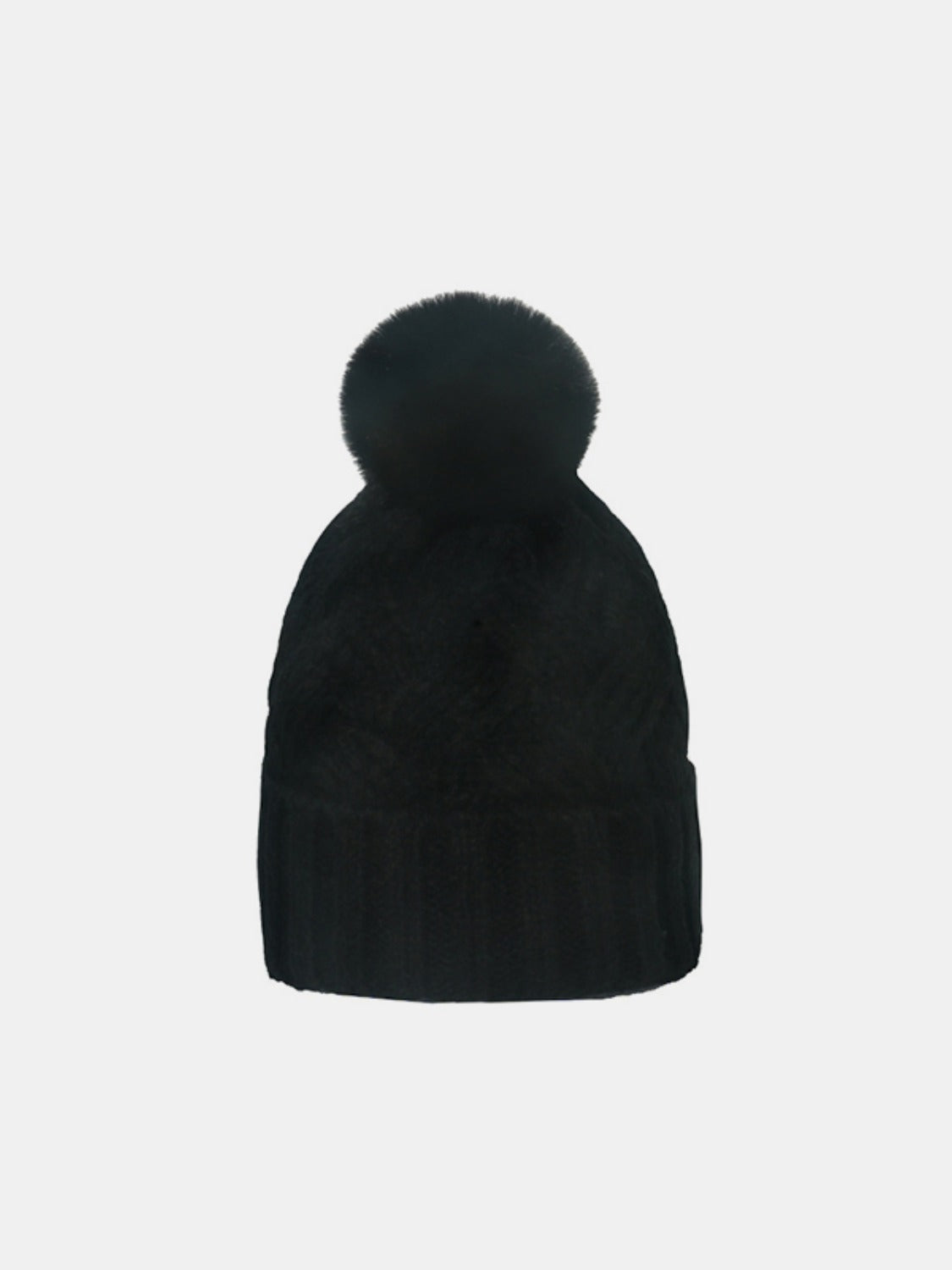 Roll Rim Cable-Knit Hat - Black / One Size