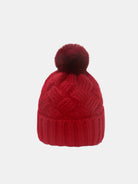 Roll Rim Cable-Knit Hat - Deep Red / One Size