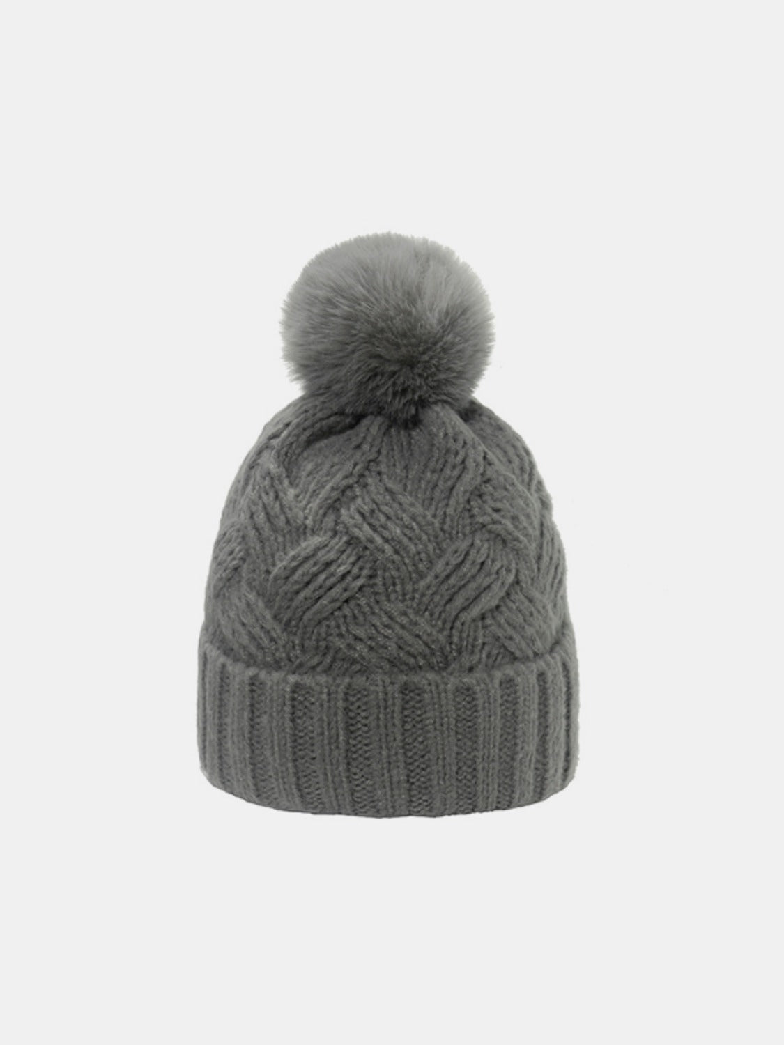 Roll Rim Cable-Knit Hat - Gray / One Size