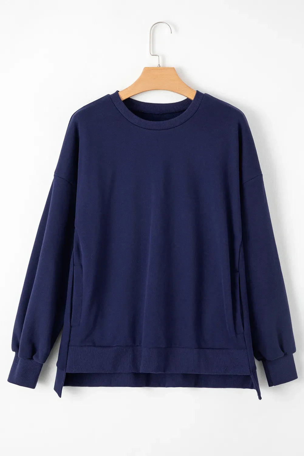 Round Neck Long Sleeve Sweatshirt - Dark Navy / S