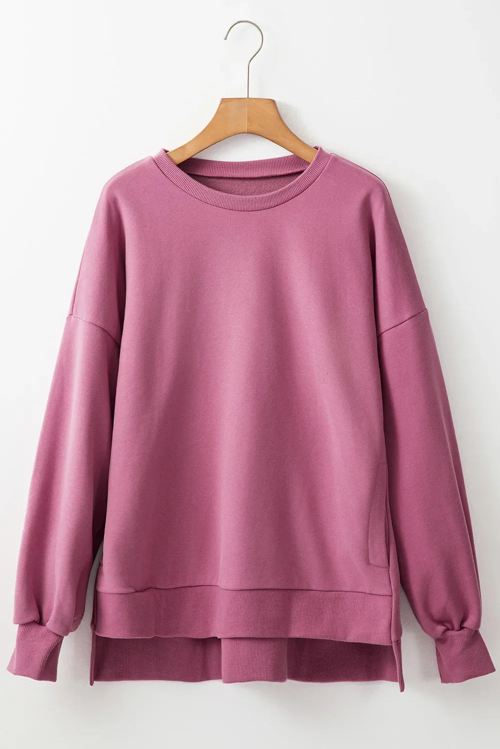 Round Neck Long Sleeve Sweatshirt - Dusty Pink / S