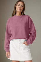 Round Neck Long Sleeve Sweatshirt - Dusty Pink / S