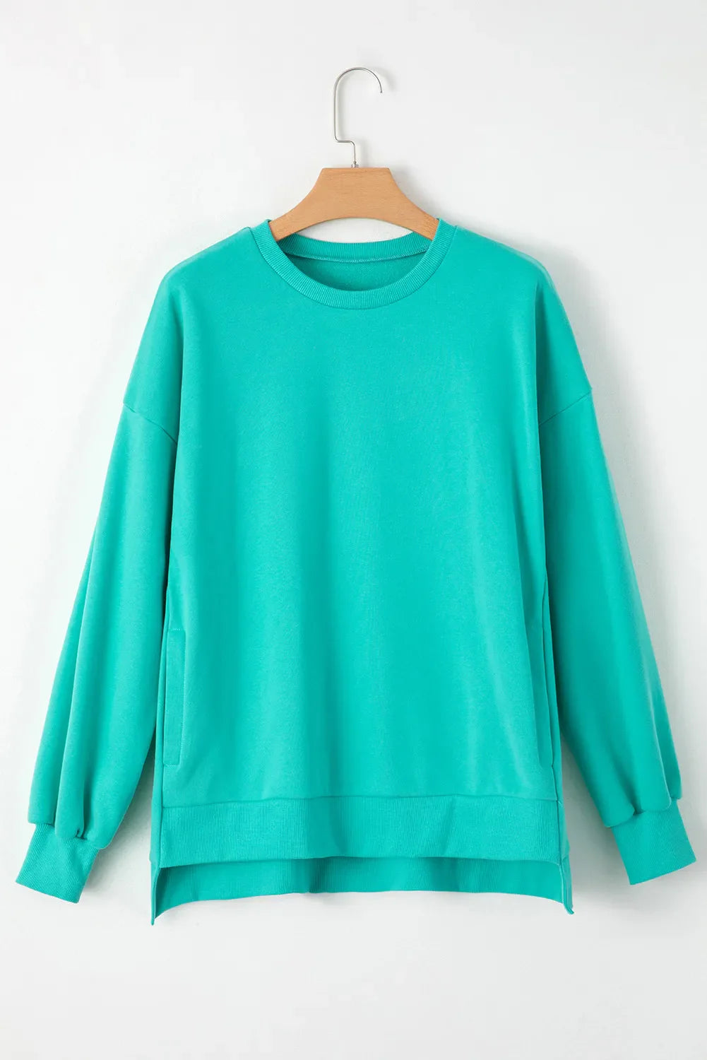 Round Neck Long Sleeve Sweatshirt - Teal / S