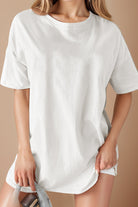 Round Neck Short Sleeve T-Shirt - White / S