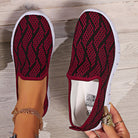 Round Toe Flat Slip-Ons - Burgundy / 36(US5)