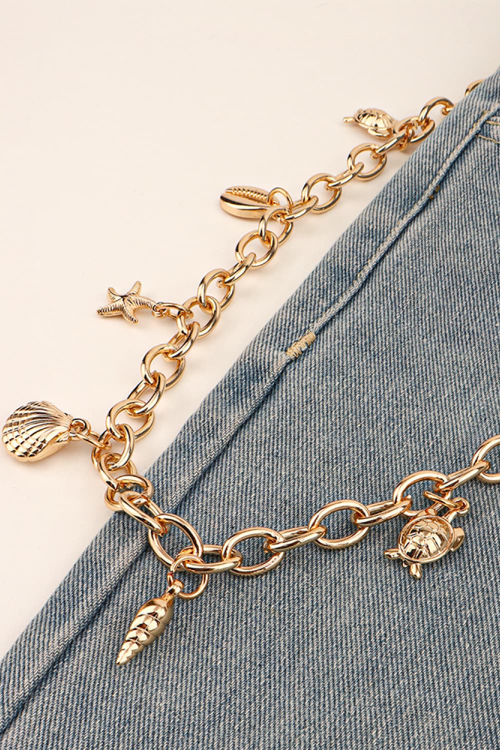 Sea Element Charm Iron Chain Belt - Gold / One Size