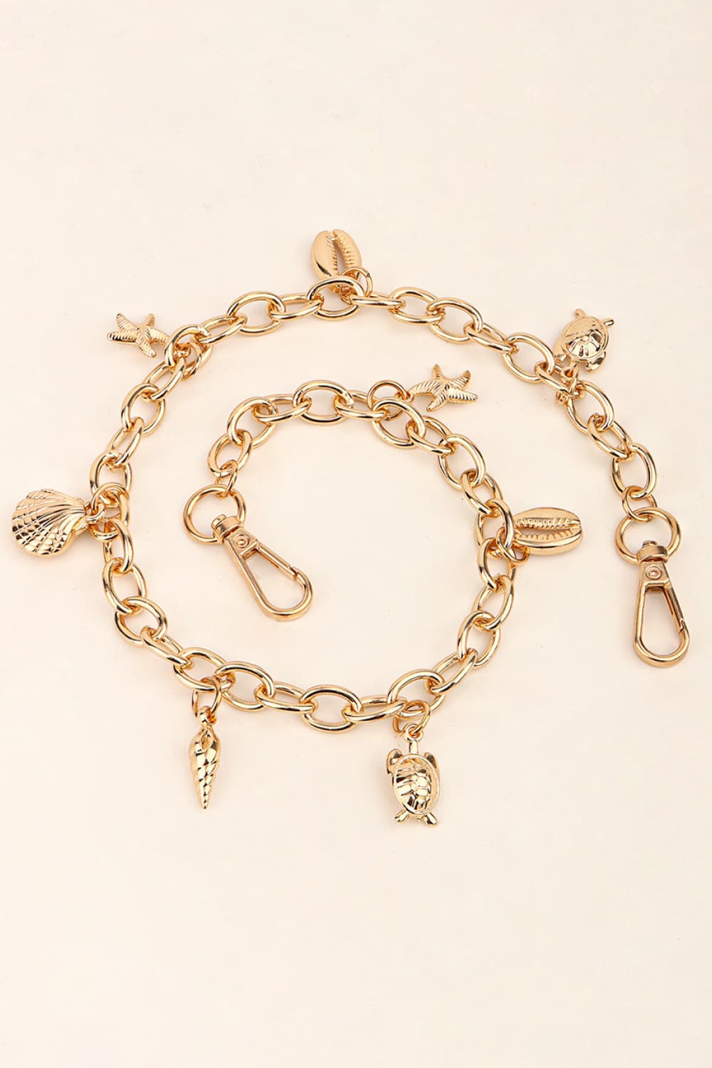Sea Element Charm Iron Chain Belt - Gold / One Size