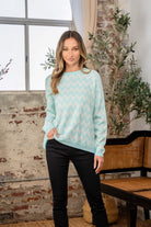 Sew In Love Full Size Wave Stripe Contrast Long Sleeve Sweater - Mint/White / S