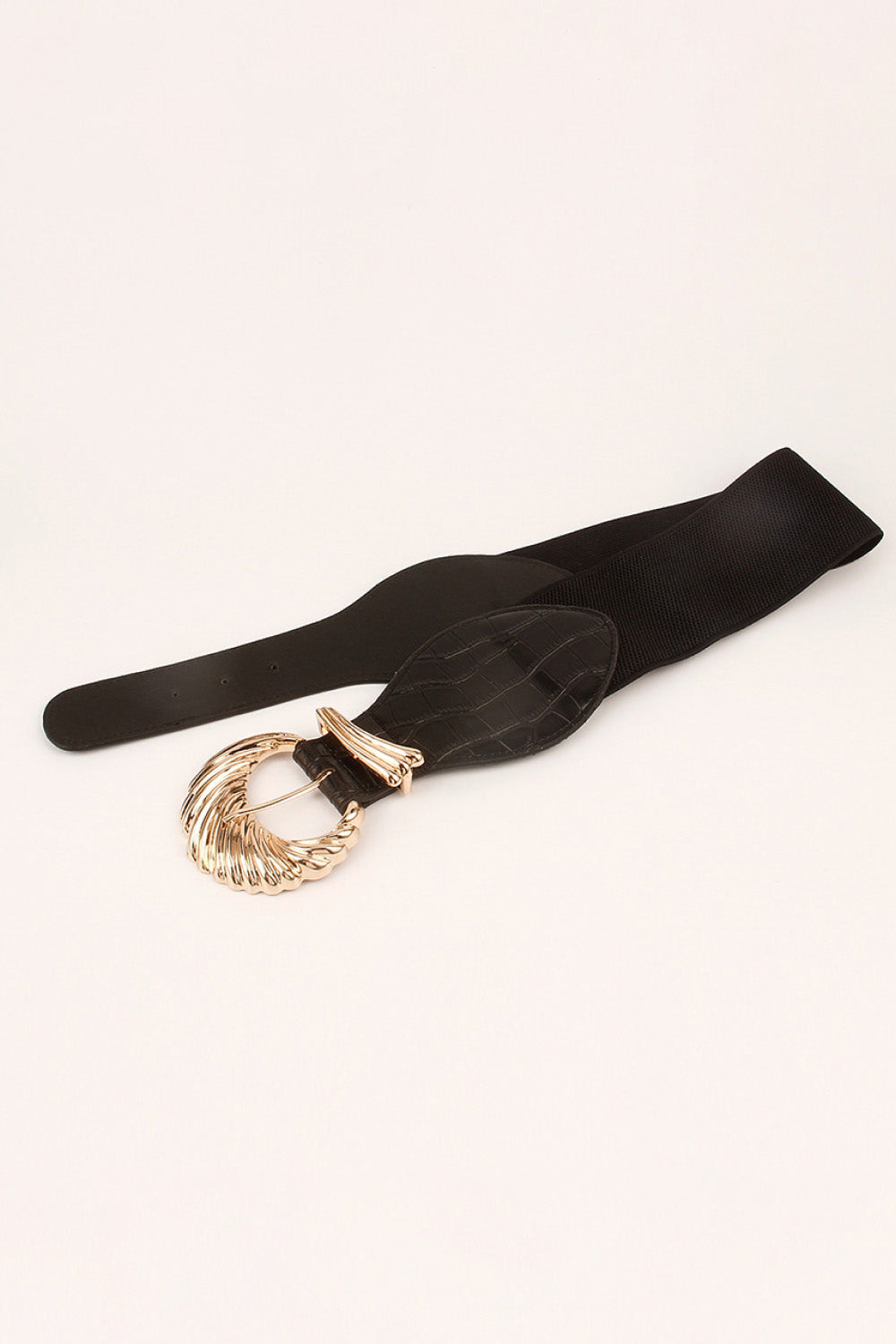 Shell Alloy Buckle Elastic Belt - Black / One Size