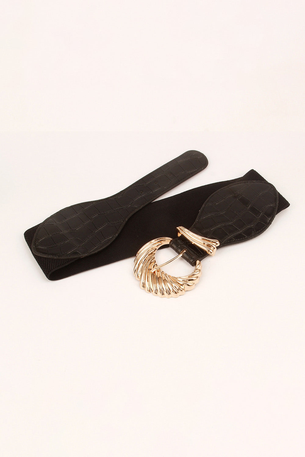 Shell Alloy Buckle Elastic Belt - Black / One Size