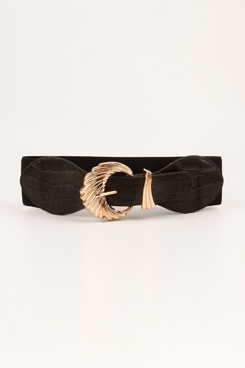 Shell Alloy Buckle Elastic Belt - Black / One Size